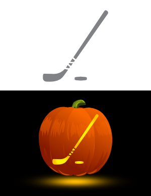Hockey Stick and Puck Pumpkin Stencil