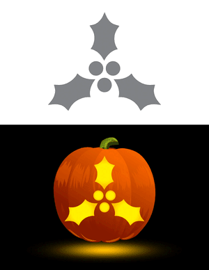 Holly and Ivy Outline Pumpkin Stencil