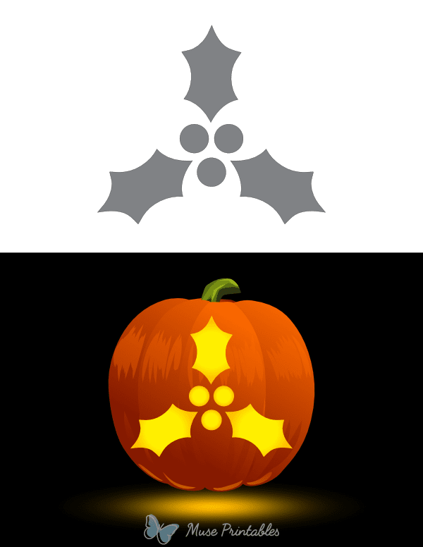 Holly and Ivy Outline Pumpkin Stencil