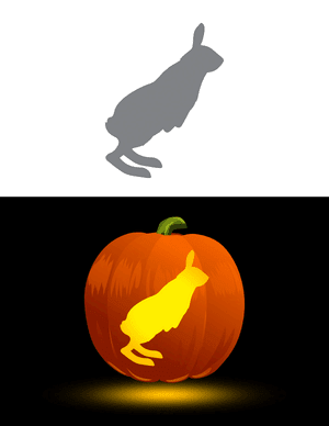 Hopping Arctic Hare Pumpkin Stencil