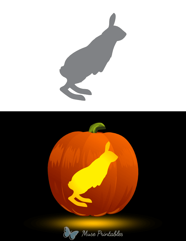 Hopping Arctic Hare Pumpkin Stencil