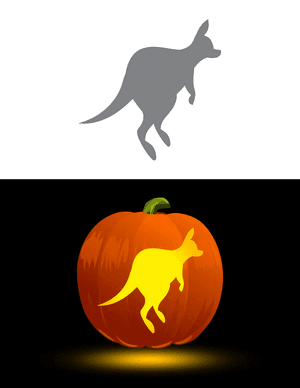 Hopping Cartoon Kangaroo Pumpkin Stencil