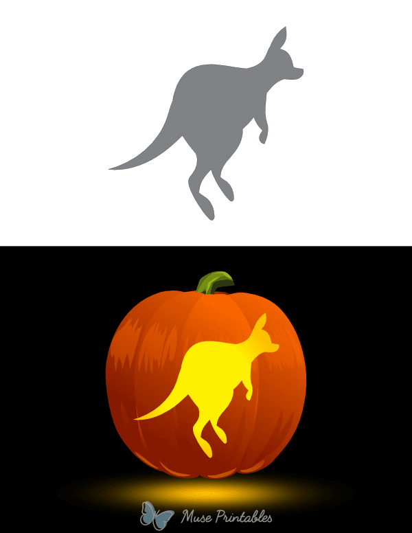 Hopping Cartoon Kangaroo Pumpkin Stencil