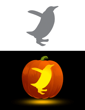 Hopping Penguin Outline Pumpkin Stencil