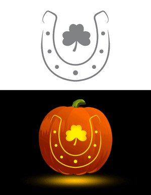 Horseshoe and Shamrock Pumpkin Stencil