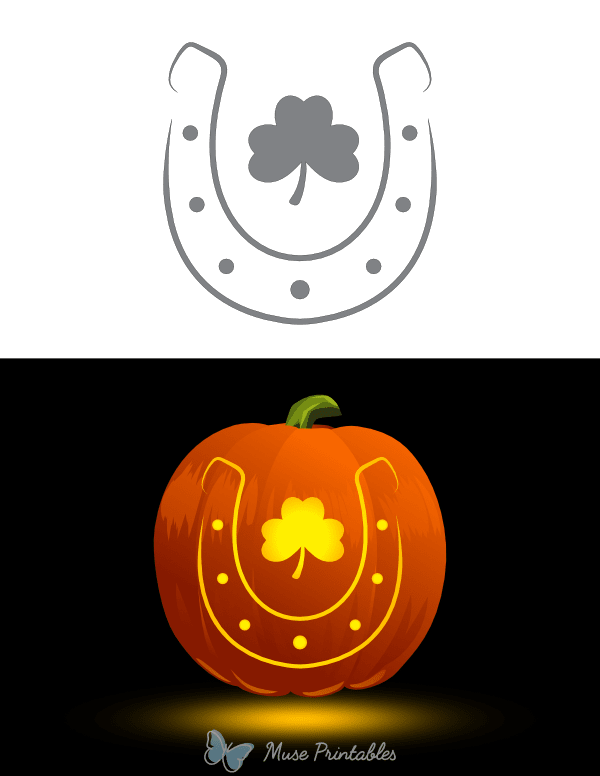 Horseshoe and Shamrock Pumpkin Stencil