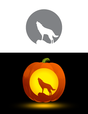 Howling Wolf and Moon Pumpkin Stencil
