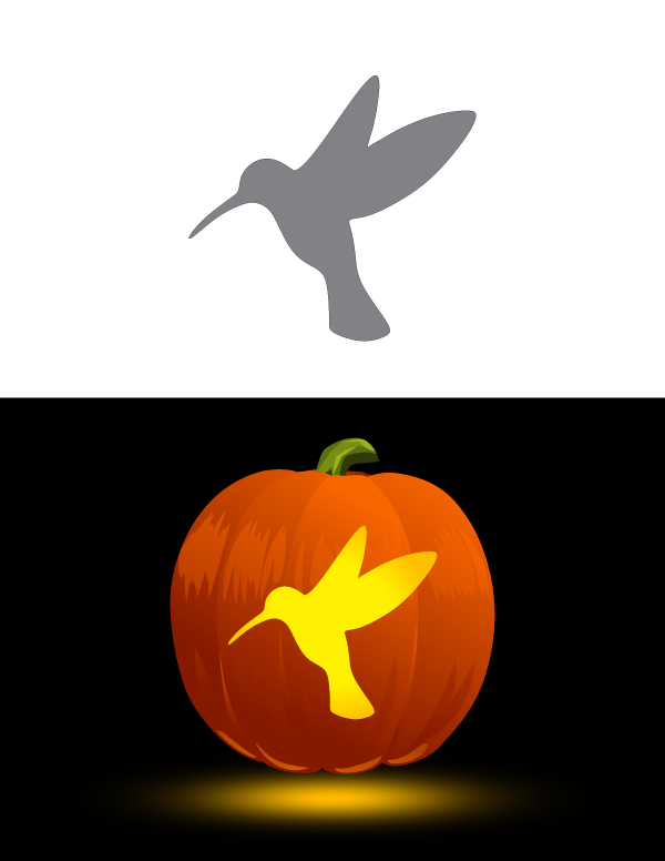 Printable Hummingbird Pumpkin Stencil