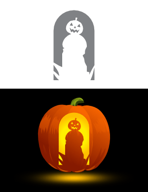 Jack-o'-lantern and Tombstone Pumpkin Stencil