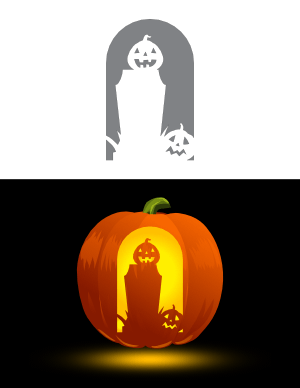 Jack-o'-lanterns and Tombstone Pumpkin Stencil