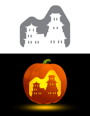Japanese Castle Pumpkin Stencil