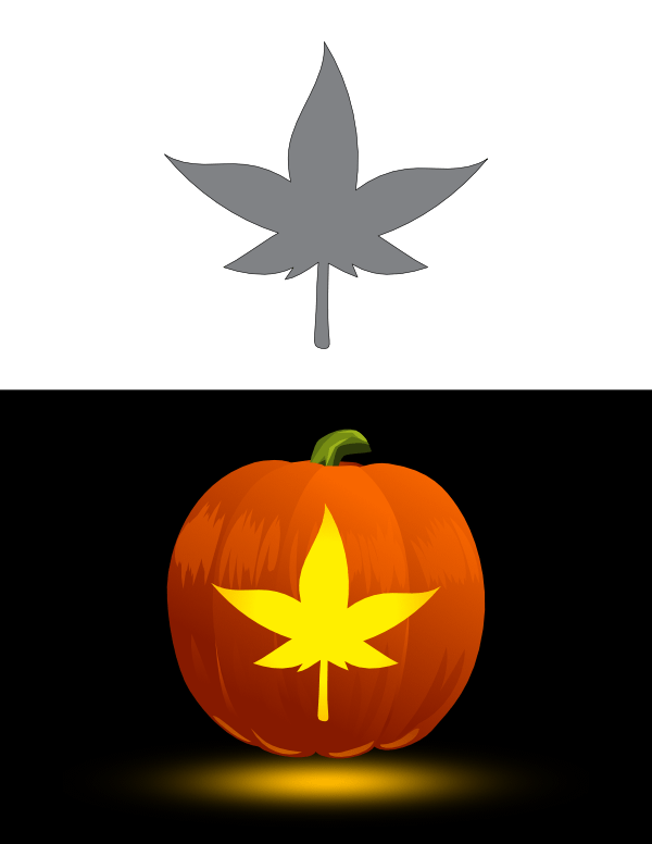weed leaf stencil pumpkin