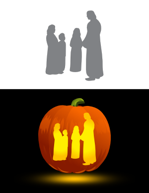 Jesus and Children Pumpkin Stencil