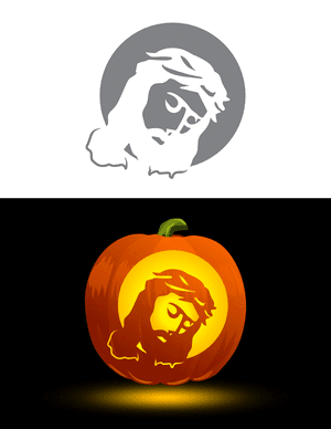 Jesus Head Pumpkin Stencil