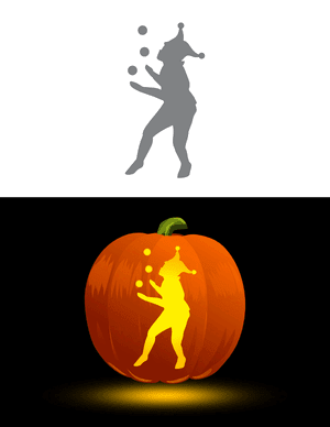 Juggling Jester Pumpkin Stencil