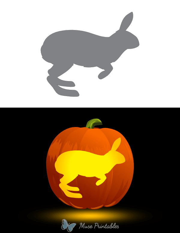 Jumping Arctic Hare Pumpkin Stencil