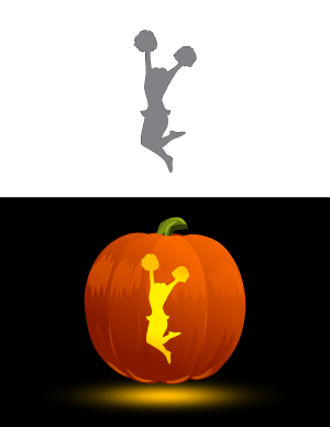 Jumping Cheerleader Pumpkin Stencil