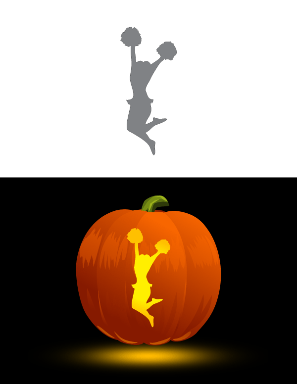 Jumping Cheerleader Pumpkin Stencil