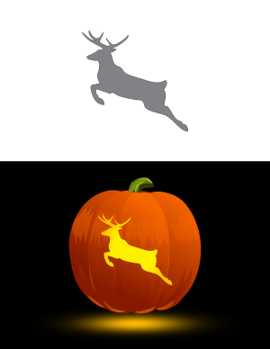 Jumping Deer Pumpkin Stencil