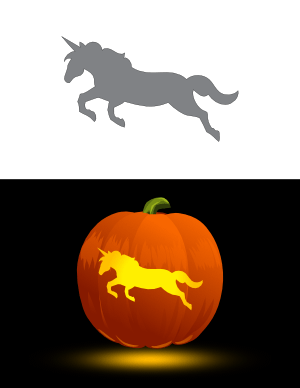 Jumping Unicorn Pumpkin Stencil
