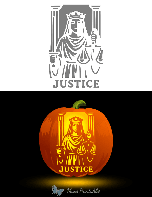 Justice Tarot Card Pumpkin Stencil