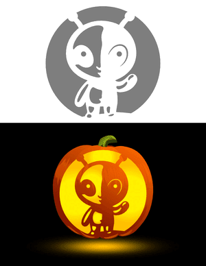 Kawaii Alien Pumpkin Stencil