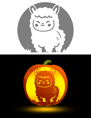 Kawaii Alpaca Pumpkin Stencil