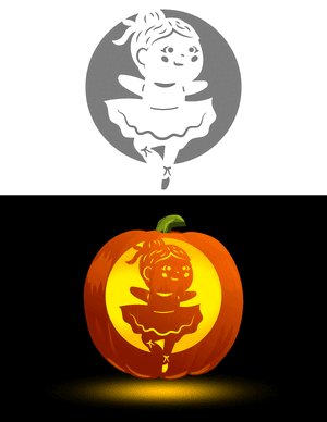 Kawaii Ballerina Pumpkin Stencil