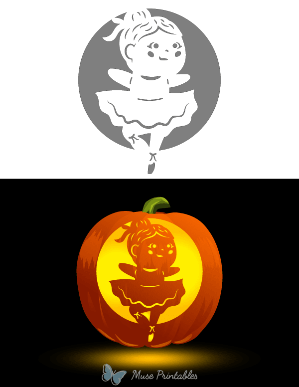 Kawaii Ballerina Pumpkin Stencil