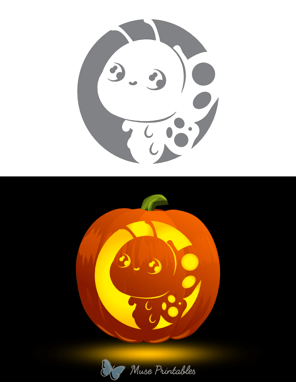 Kawaii Butterfly Pumpkin Stencil