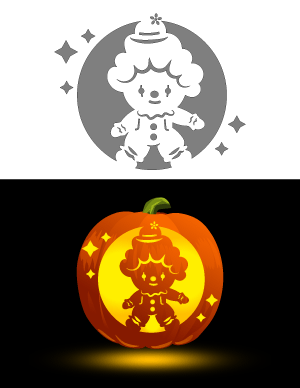Kawaii Clown Pumpkin Stencil