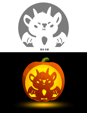 Kawaii Gargoyle Pumpkin Stencil