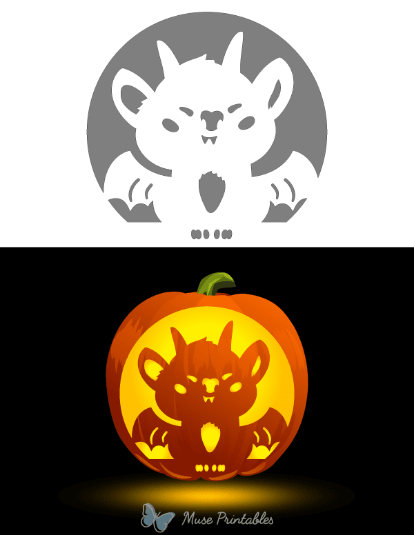 Kawaii Gargoyle Pumpkin Stencil