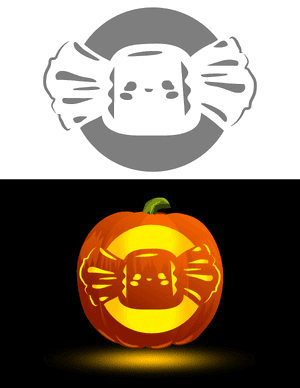 Kawaii Halloween Candy Pumpkin Stencil