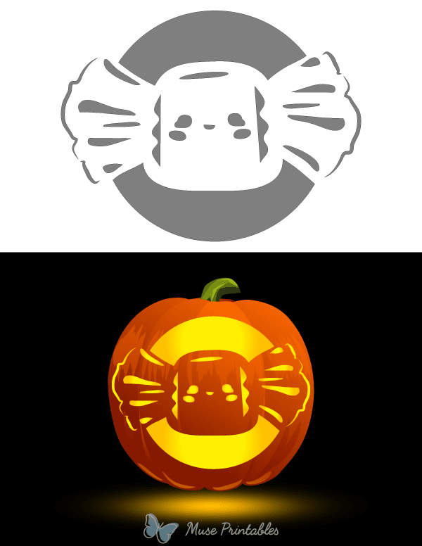 Kawaii Halloween Candy Pumpkin Stencil