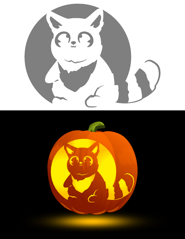 Printable Kawaii Lemur Pumpkin Stencil