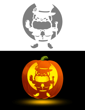 Kawaii Leprechaun Pumpkin Stencil