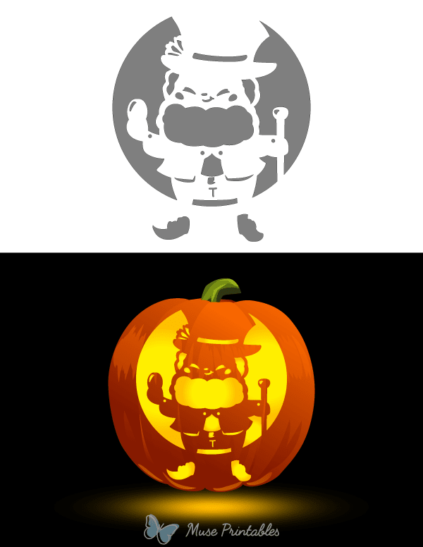 Kawaii Leprechaun Pumpkin Stencil