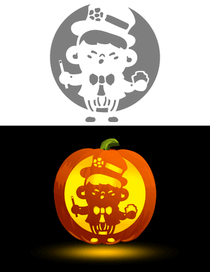 Kawaii Magician Pumpkin Stencil