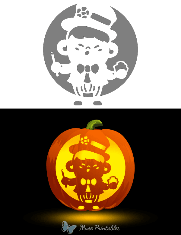 Kawaii Magician Pumpkin Stencil