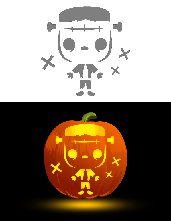 Kawaii Monster Pumpkin Stencil