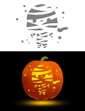 Kawaii Mummy Pumpkin Stencil