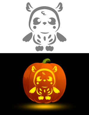Kawaii Owl Pumpkin Stencil