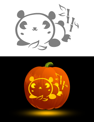 Kawaii Panda Pumpkin Stencil