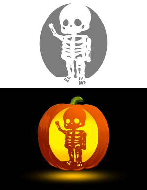 Kawaii Skeleton Pumpkin Stencil