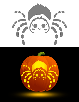 Kawaii Spider Pumpkin Stencil
