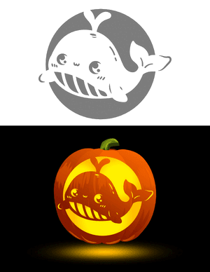 Kawaii Whale Pumpkin Stencil