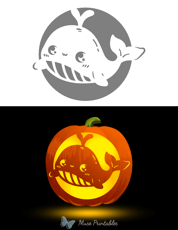 Kawaii Whale Pumpkin Stencil