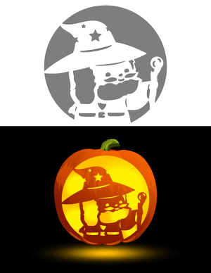 Kawaii Wizard Pumpkin Stencil