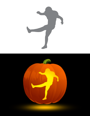 Kicking Football Player Pumpkin Stencil